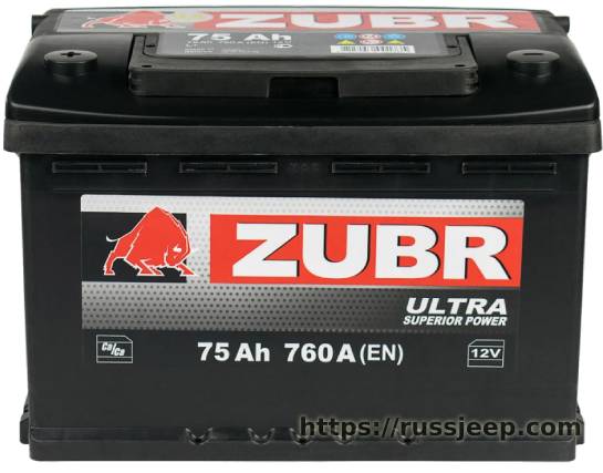Аккумулятор ZUBR Ultra 75Ah L+(прям) 278/175/190 (760A)